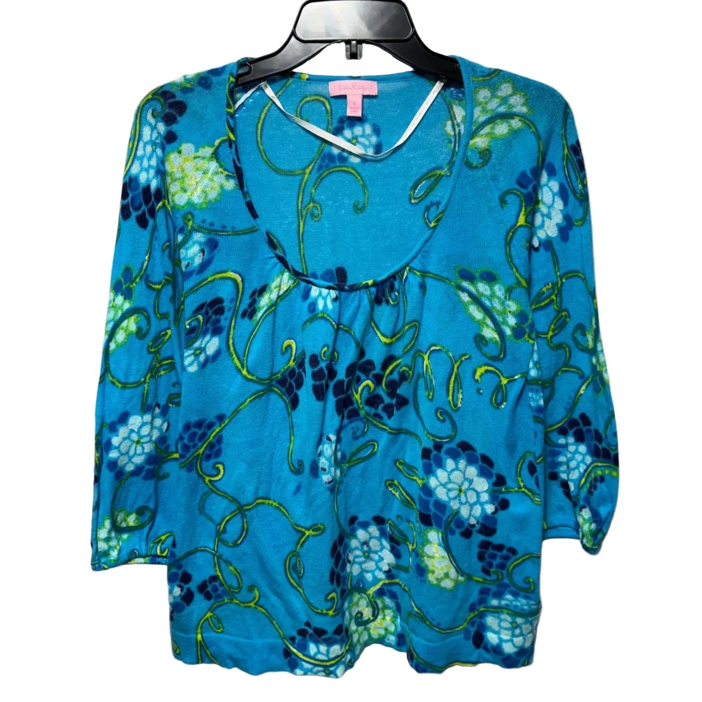 Scoop Neck Tunic Sweater Designer By Lilly Pulitzer In Blue & Green, Size: S