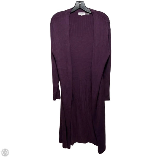 Sweater Cardigan By Calvin Klein In Purple, Size: Xl