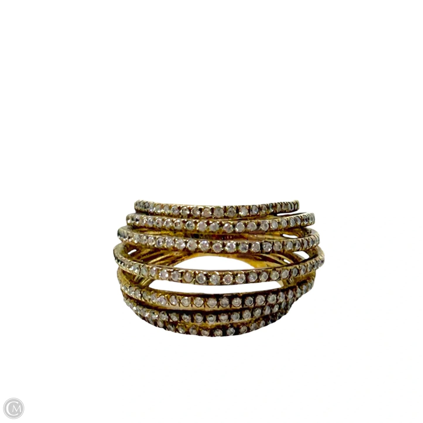 Sterling Silver & CZ Multi Row Open Dome Ring, Size: 6