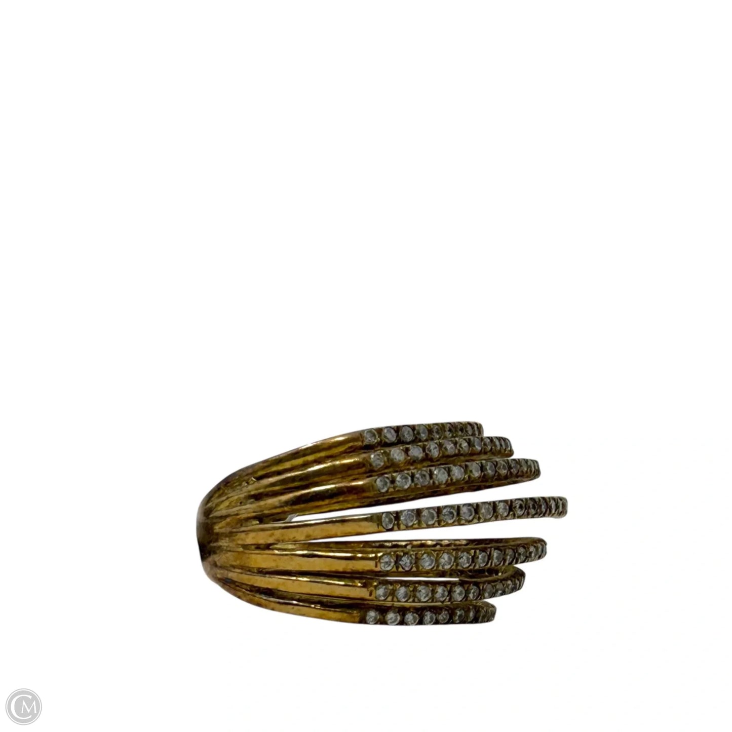 Sterling Silver & CZ Multi Row Open Dome Ring, Size: 6