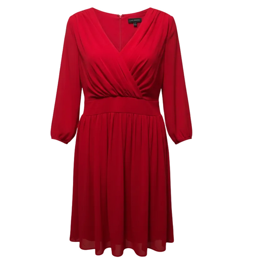 Faux Wrap Midi Dress By Lane Bryant In Red, Size: 22
