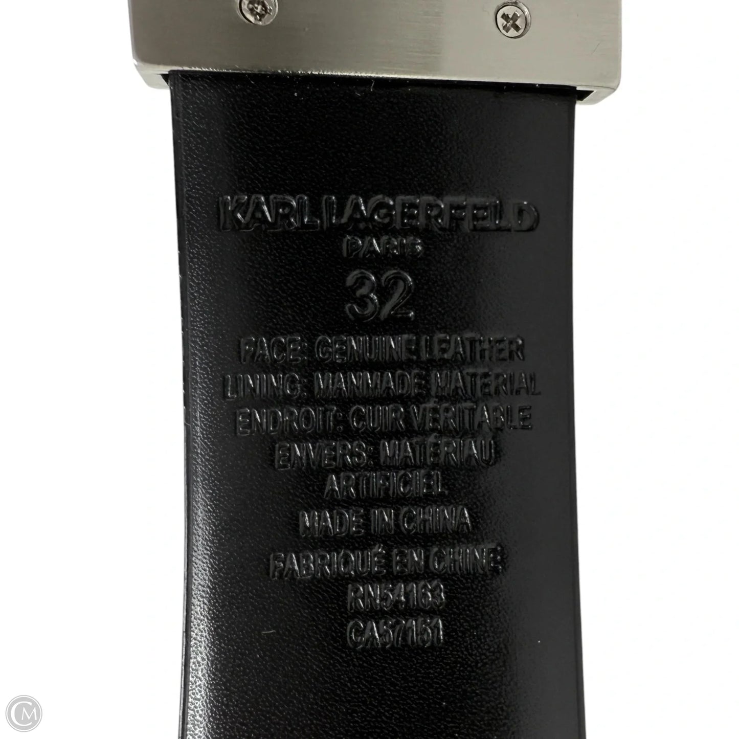 Reversible Leather Belt Designer By Karl Lagerfeld, Size: Large