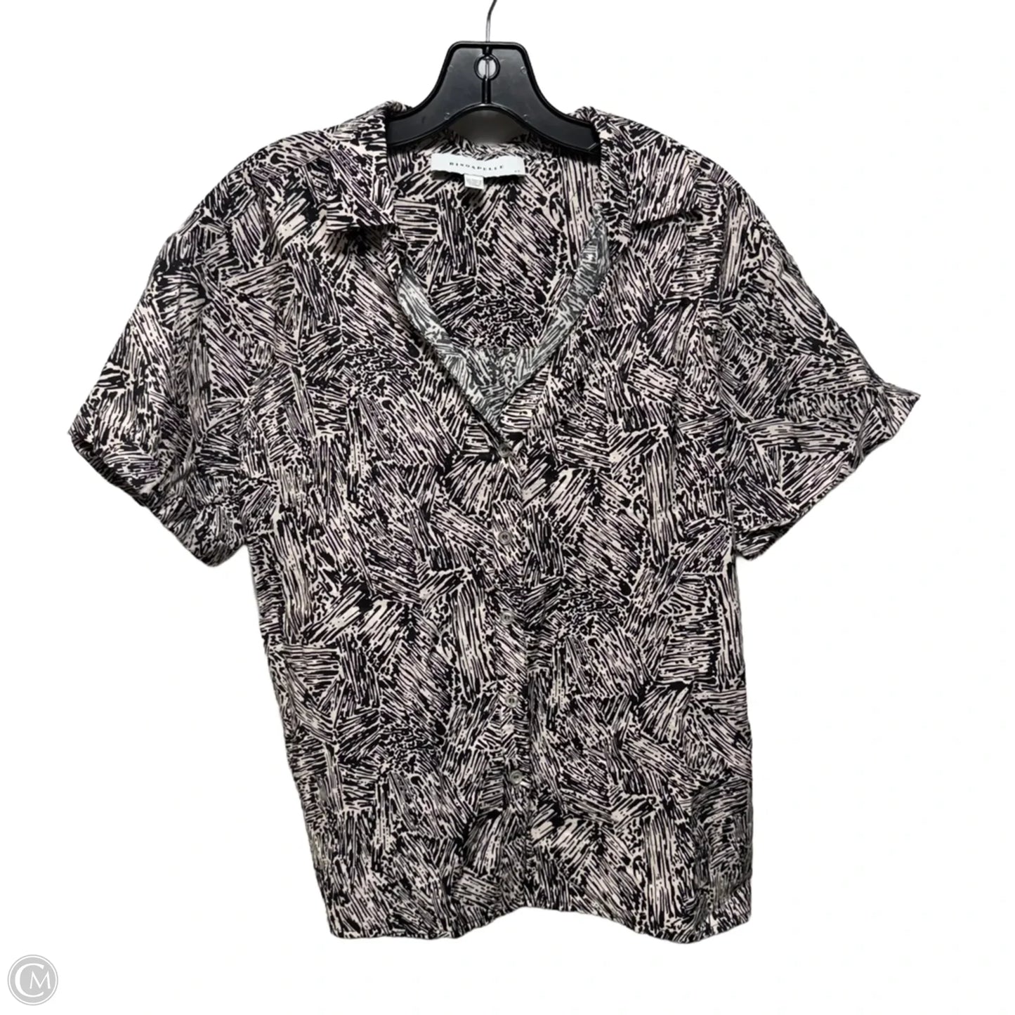 Collared Top Short Sleeve By Rino & Pelle In Black & Cream, Size: 12