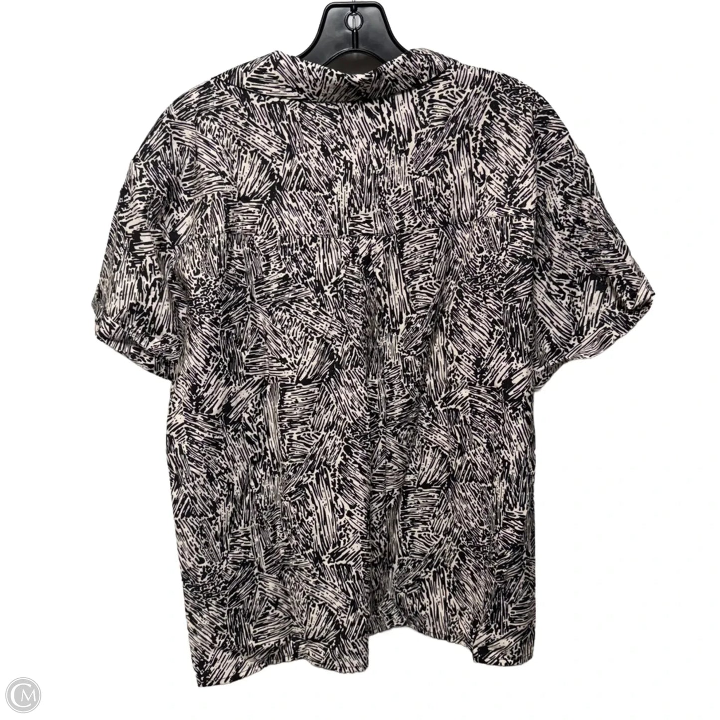 Collared Top Short Sleeve By Rino & Pelle In Black & Cream, Size: 12