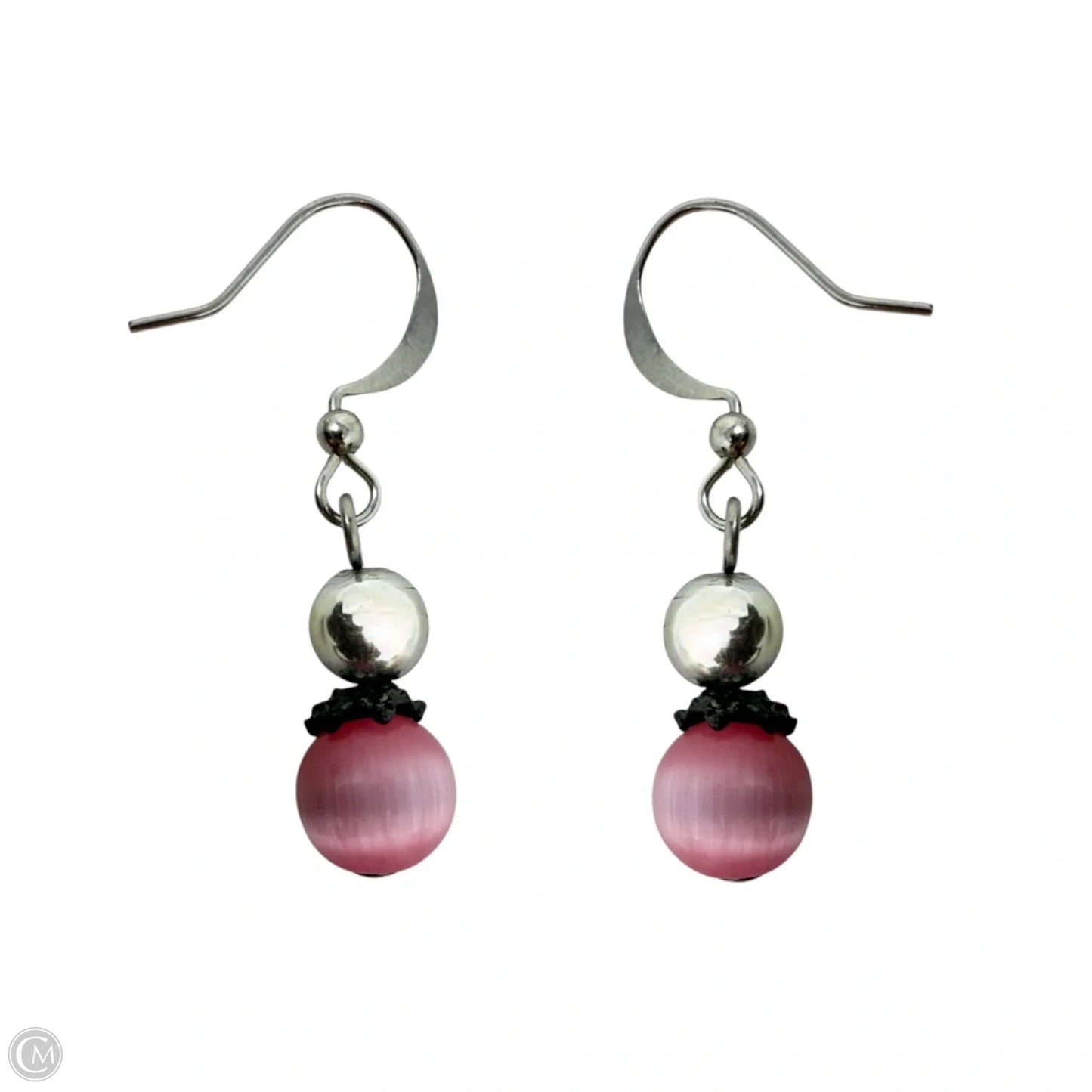 Pink Cats-eye Beaded Dangle Earrings