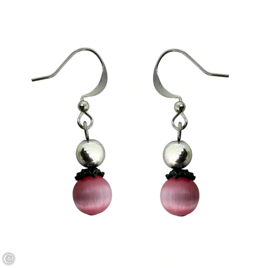 Pink Cats-eye Beaded Dangle Earrings