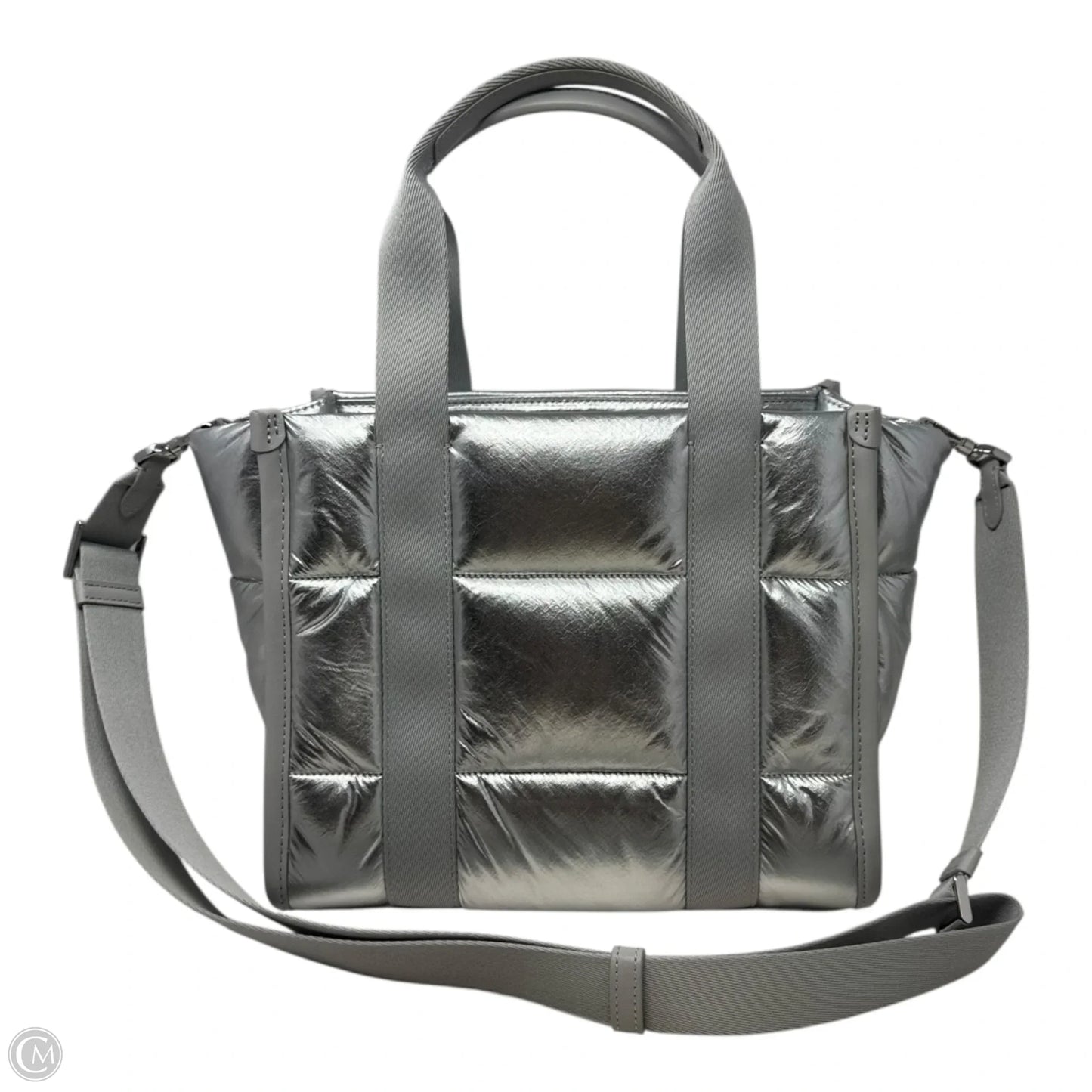 Metallic Puffer Satchel Handbag Designer By Kate Spade, Size: Medium