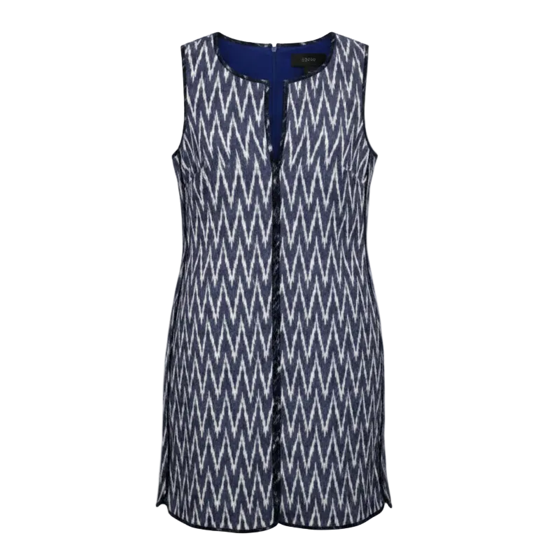 Ikat Zigzag Shift Dress By J. Crew In Blue & White, Size: 00