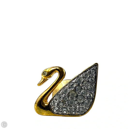 Vintage Iconic Swan Logo Crystal Lapel Pin Designer By Swarovski