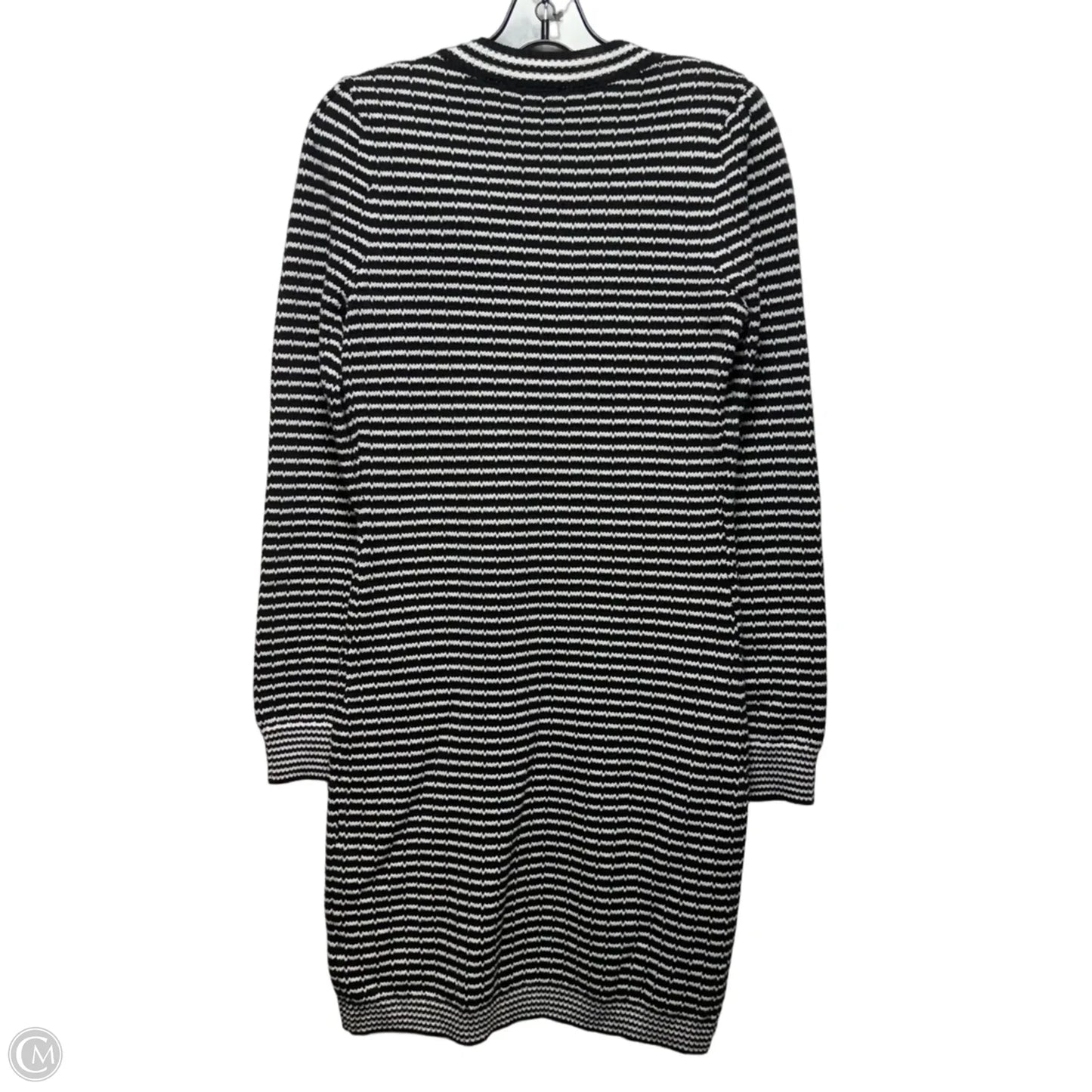 Sweater Cardigan By Nicole Miller In Black & White, Size: S