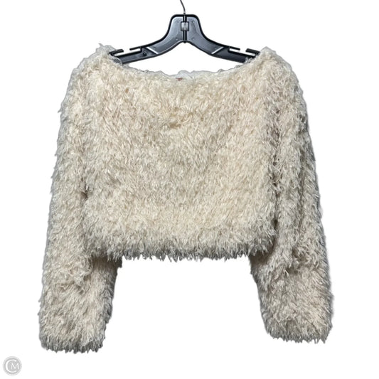 Cropped Faux Feather Sweater By Free People In Cream, Size: Xs