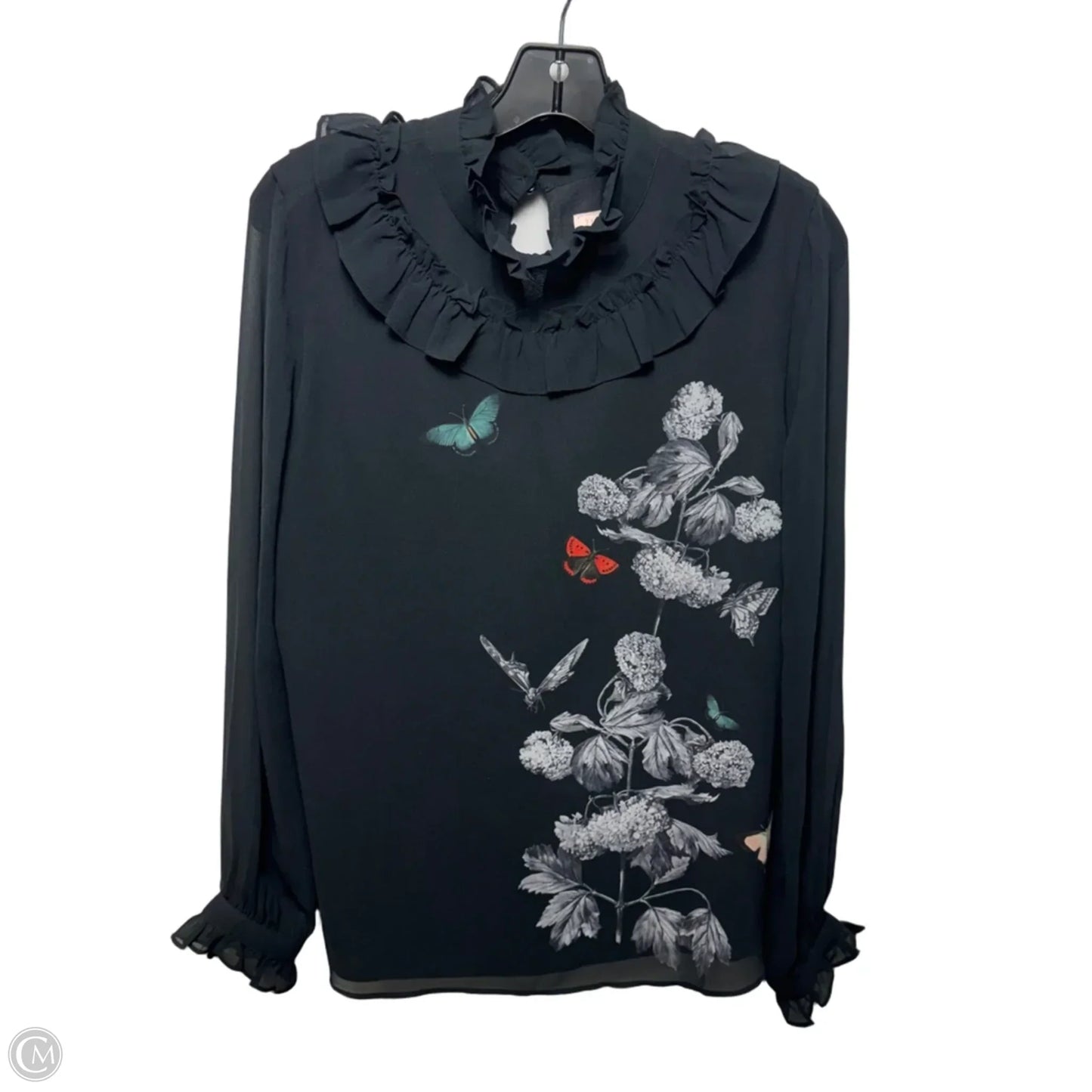 Ashliee Narrnia Ruffle Top By Ted Baker In Black, Size: 4