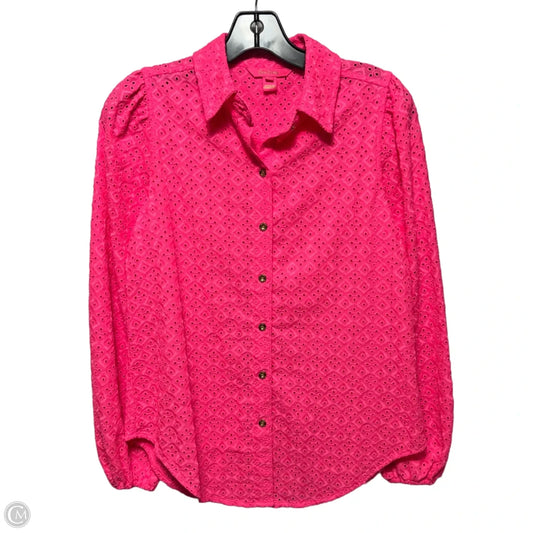 Eyelet Top Long Sleeve Designer By Lilly Pulitzer In Pink, Size: Xs