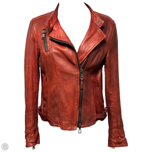 Jacket Moto Leather By Empresa In Red, Size: S (IT 40)