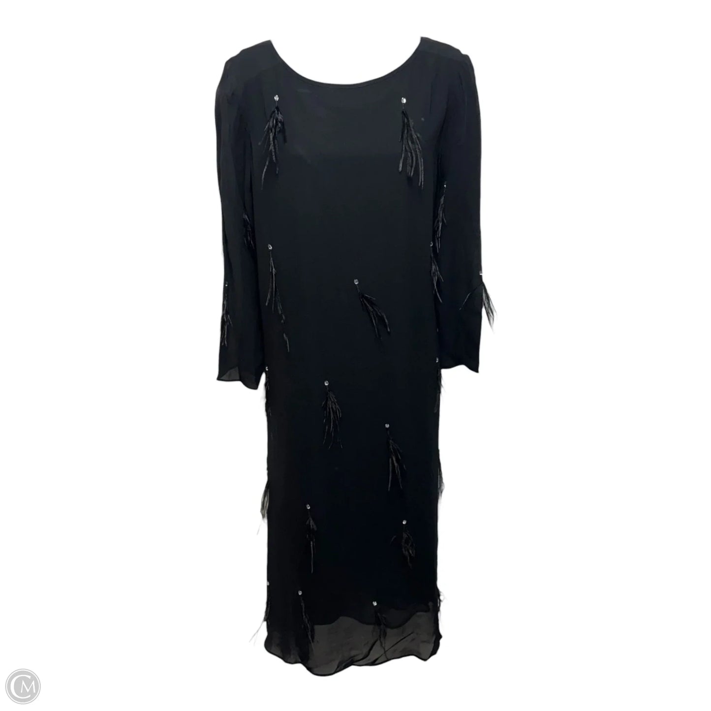 Feathered Georgette Popover Dress By Chicos In Black, Size: 6