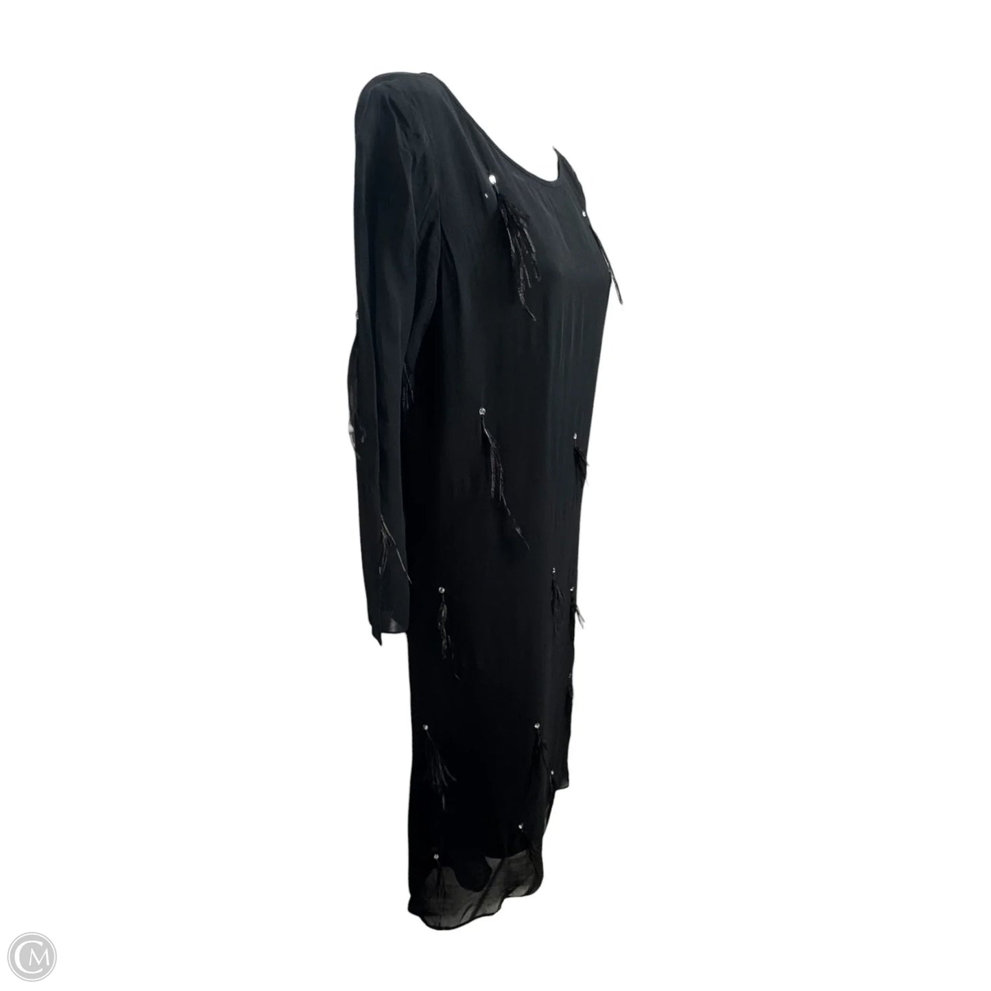 Feathered Georgette Popover Dress By Chicos In Black, Size: 6