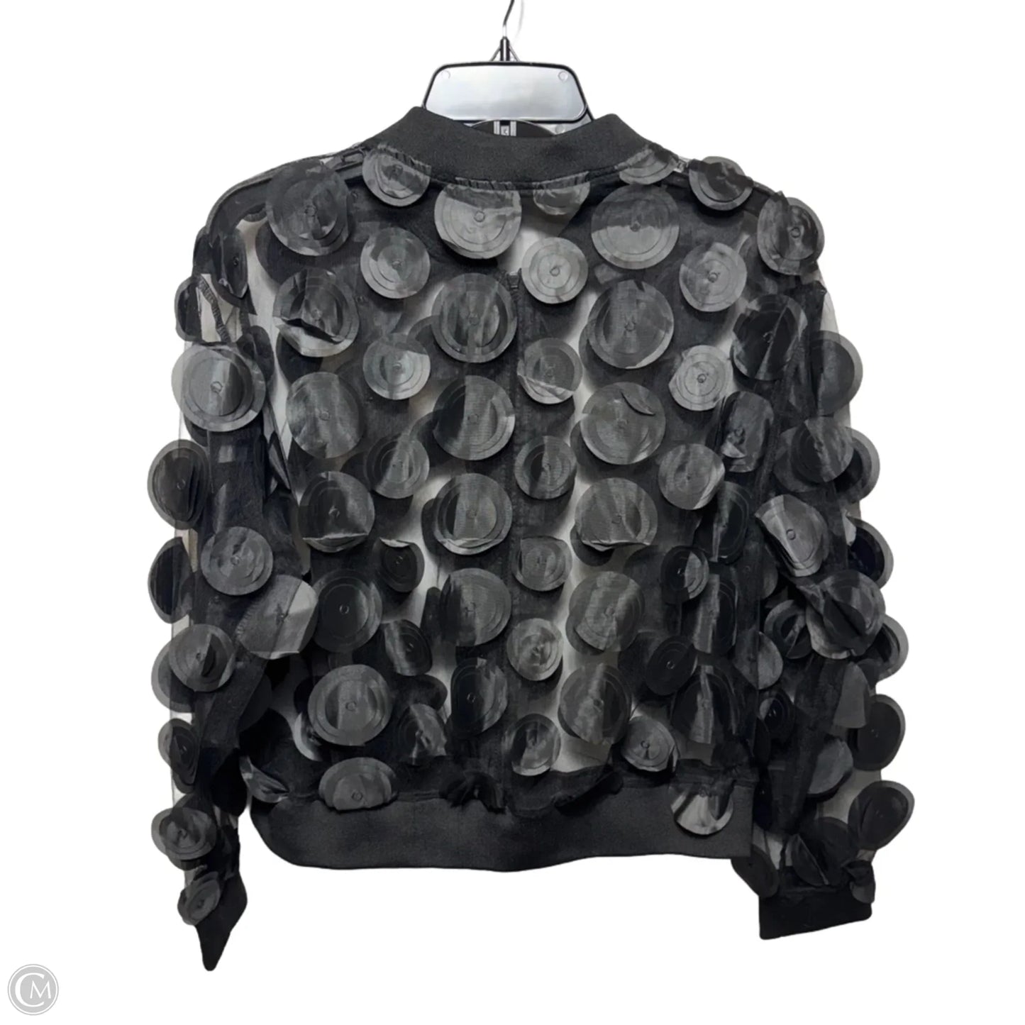 Sheer Textural Circle Jacket In Black, Size: M