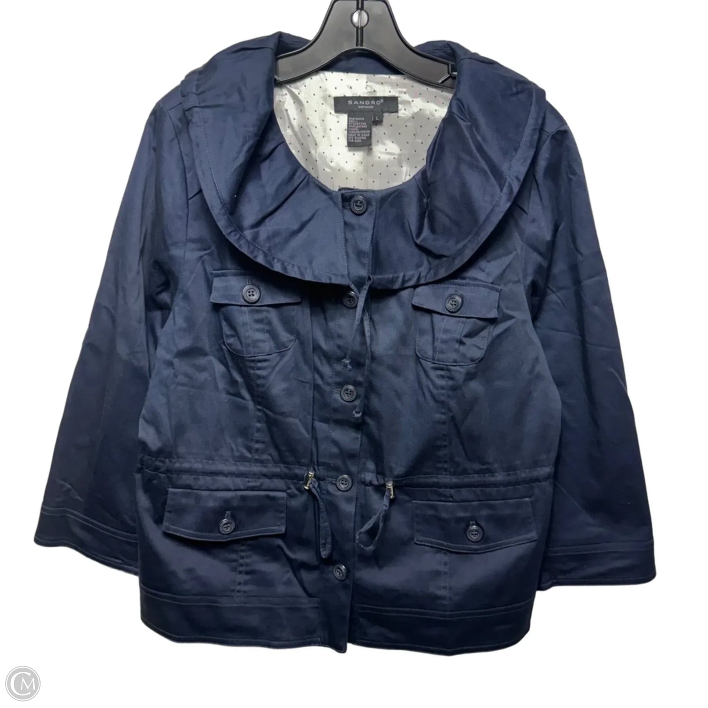 Jacket Designer By Sandro Sportswear In Navy, Size: L