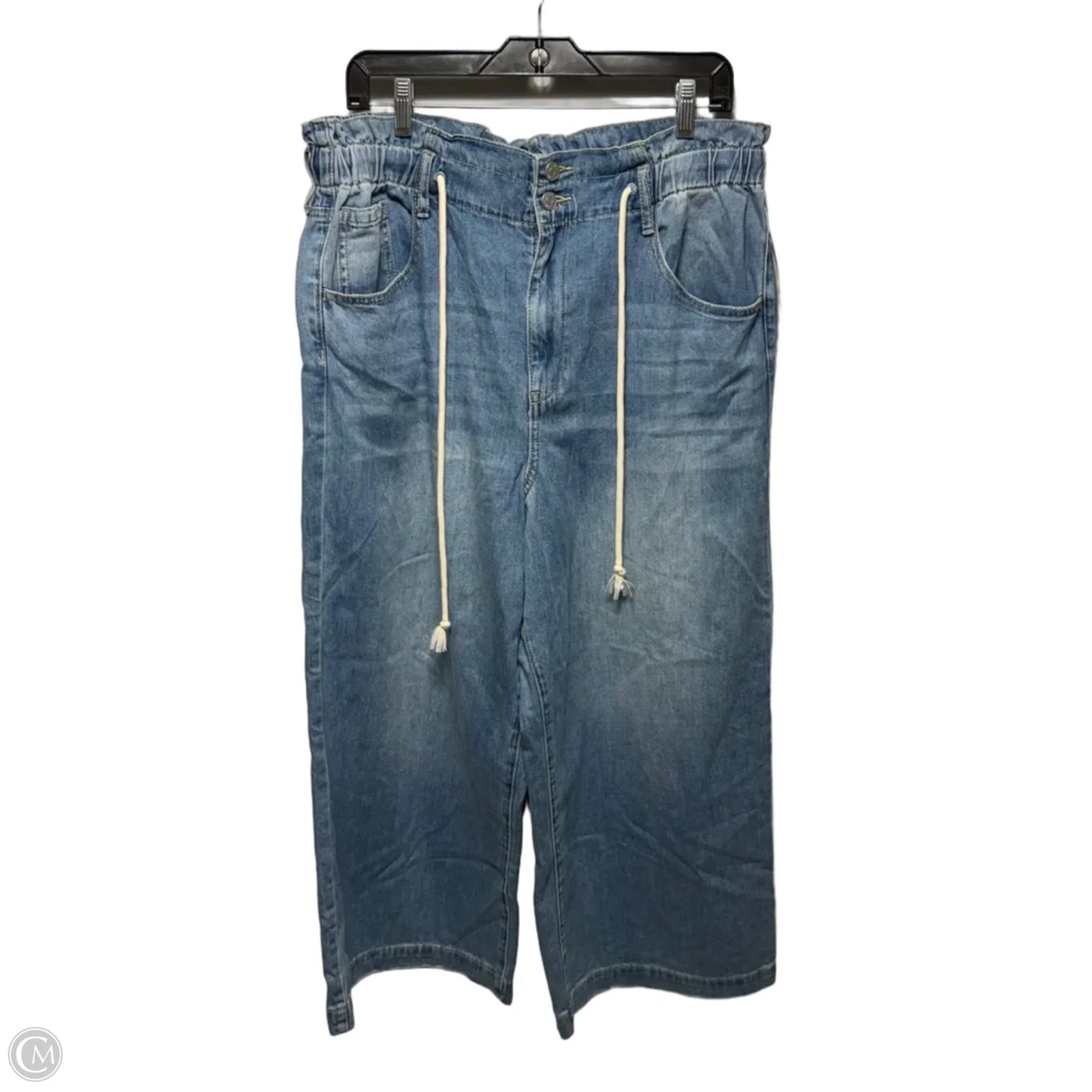 Cropped Wide Leg Jeans By Wonderly In Blue Denim, Size: 14