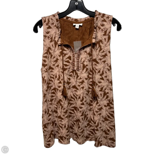 Top Sleeveless By J. Jill In Brown & Cream, Size: L