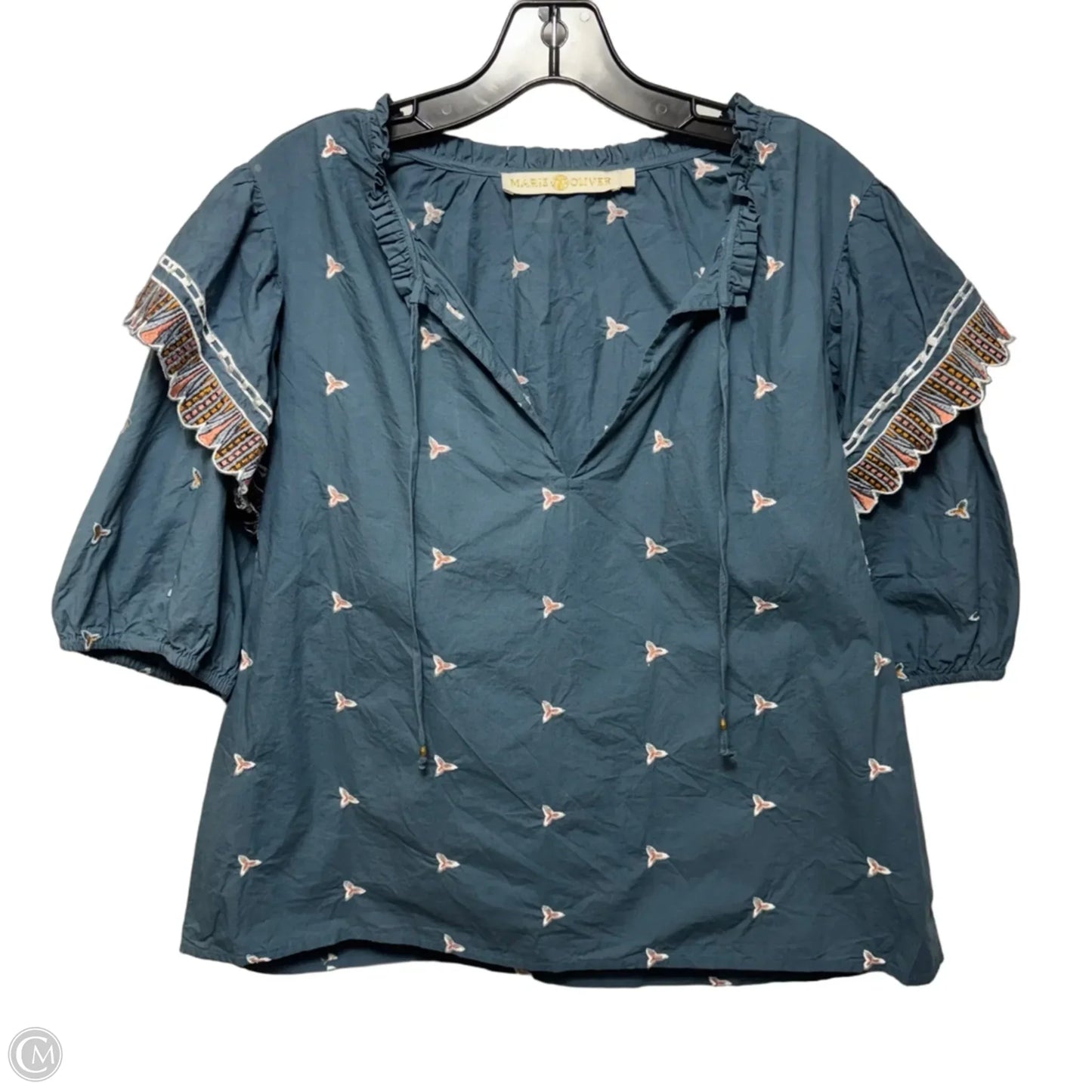Vida Top Short Sleeve By Marie Oliver In Blue, Size: L