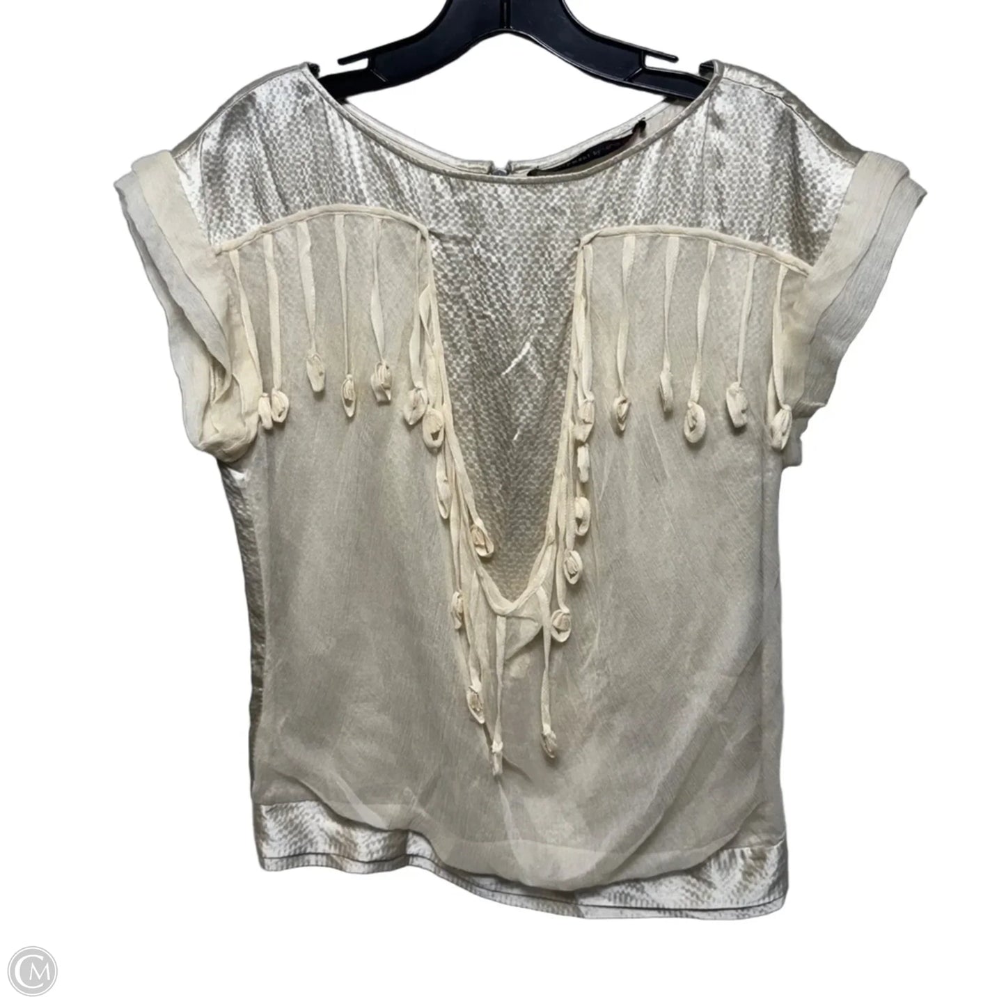 Silk Top Short Sleeve By Development By Erica Davies In Cream, Size: XS