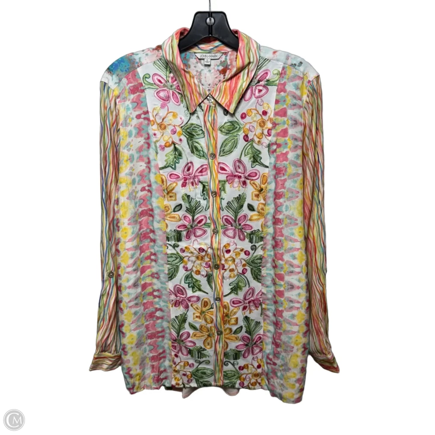 Top Long Sleeve By John Mark In Floral Print, Size: L