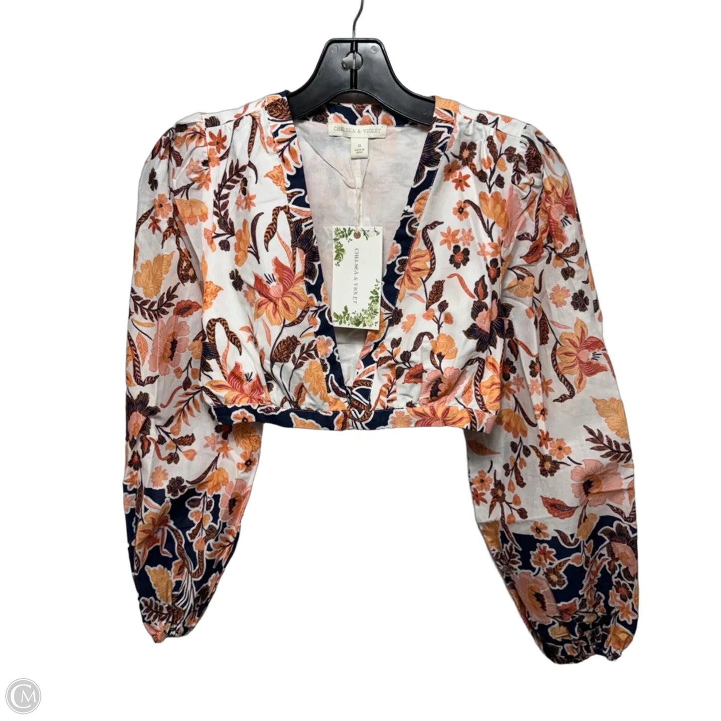 Crop Top Long Sleeve By Chelsea And Violet In Floral Print, Size: 0