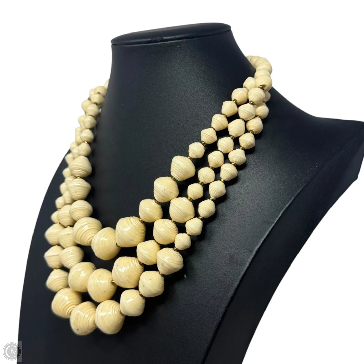 Cream Bead Layered Statement Necklace