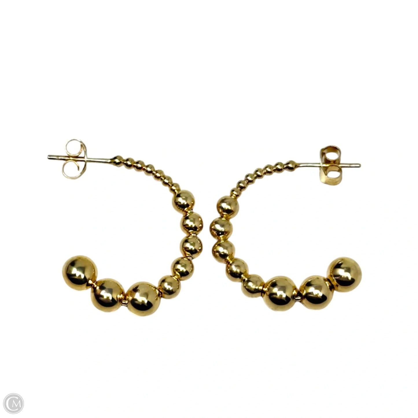 Gold Over Sterling Silver Graduated Ball Hoop Earrings