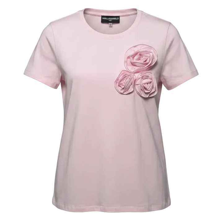 Rose Trim Knit Top Designer By Karl Lagerfeld In Pink, Size: Xs