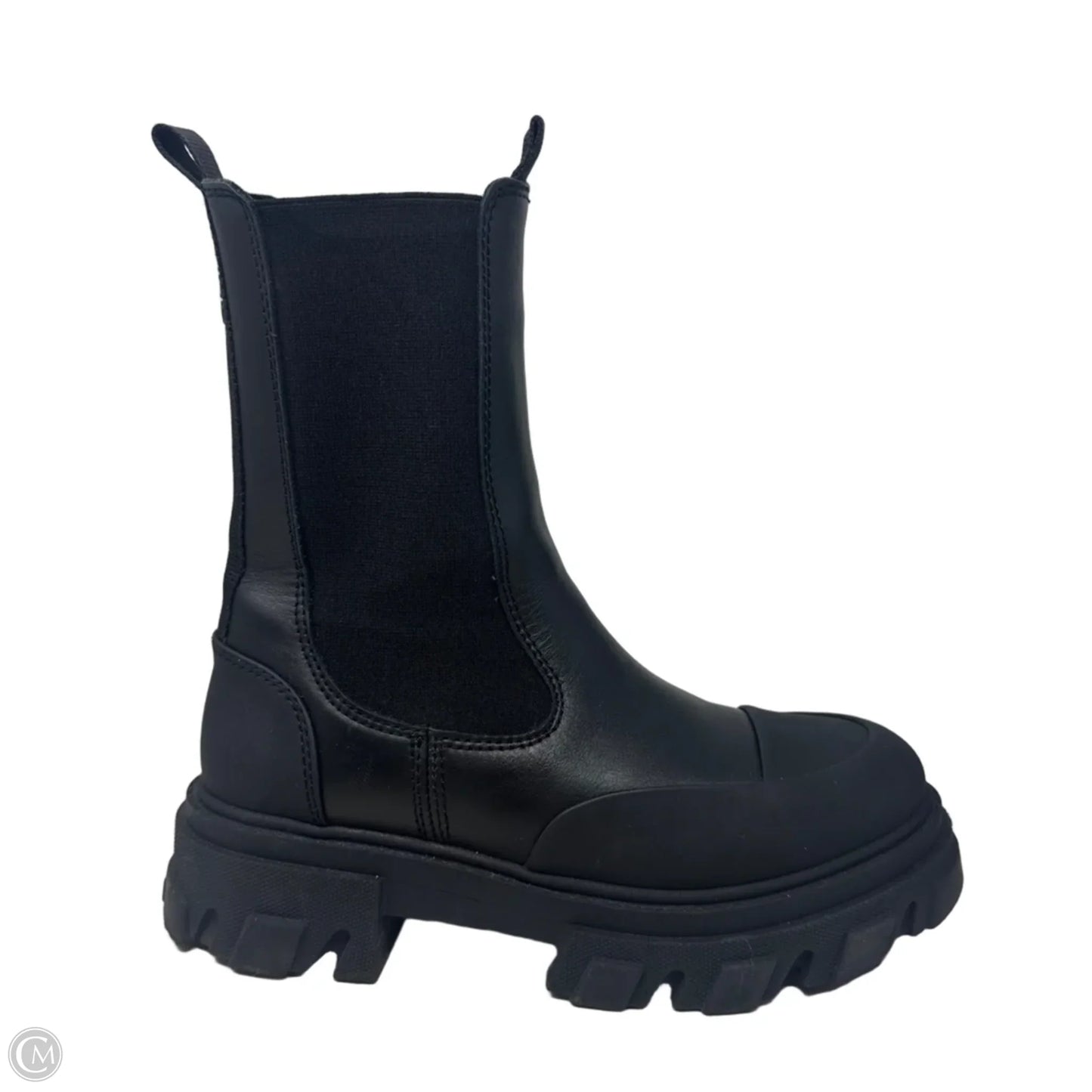 Cleated Mid Chelsea Boots Ankle Flats By Ganni In Black, Size: 9 (39)