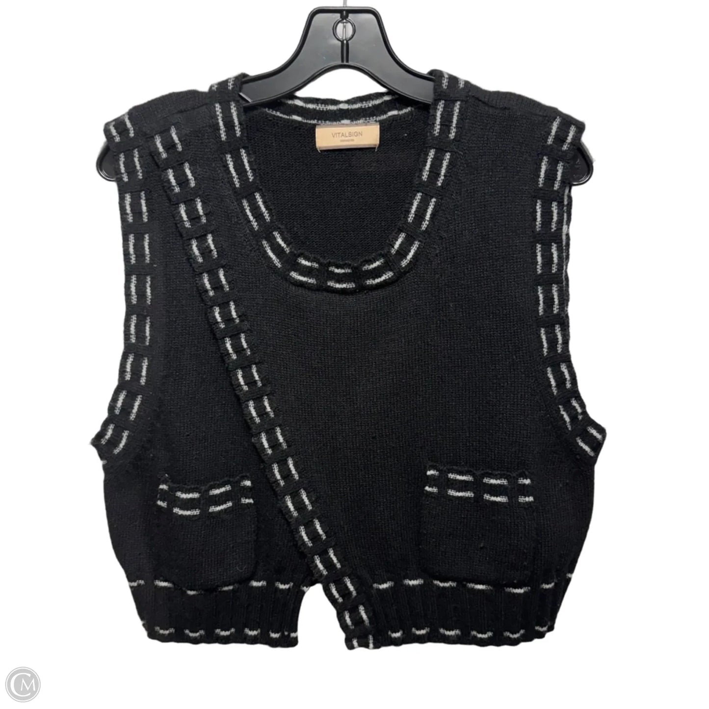 Wool Blend Vest Sweater By VitalSign In Black, Size: S (estimated)