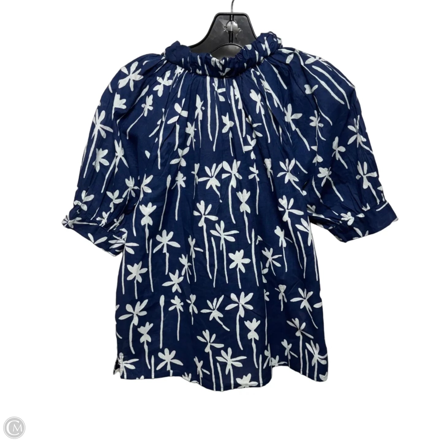 Pam Short Sleeve Top By Fitzroy & Willa In Blue & White, Size: XS