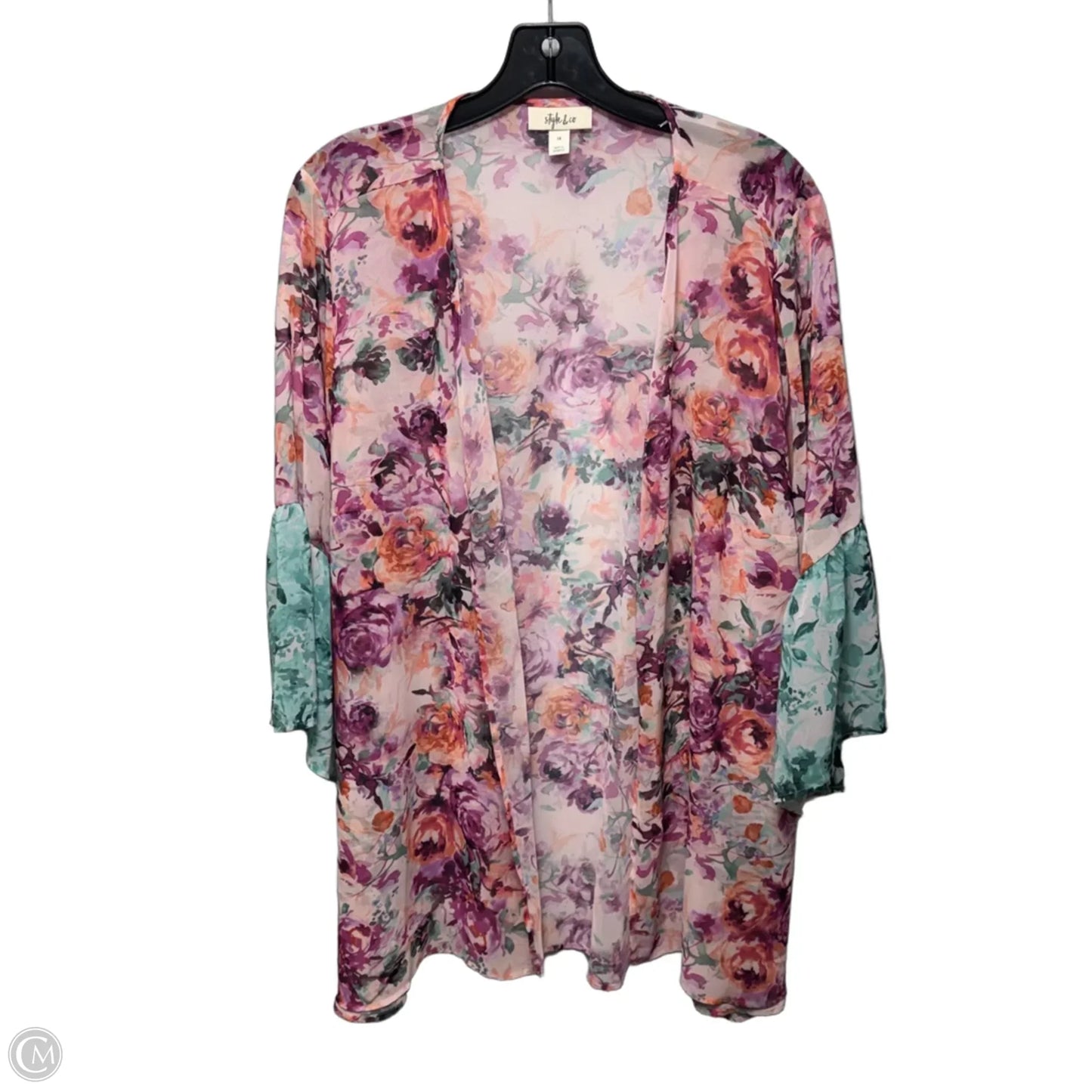 Kimono By Style And Company In Floral Print, Size: 1x
