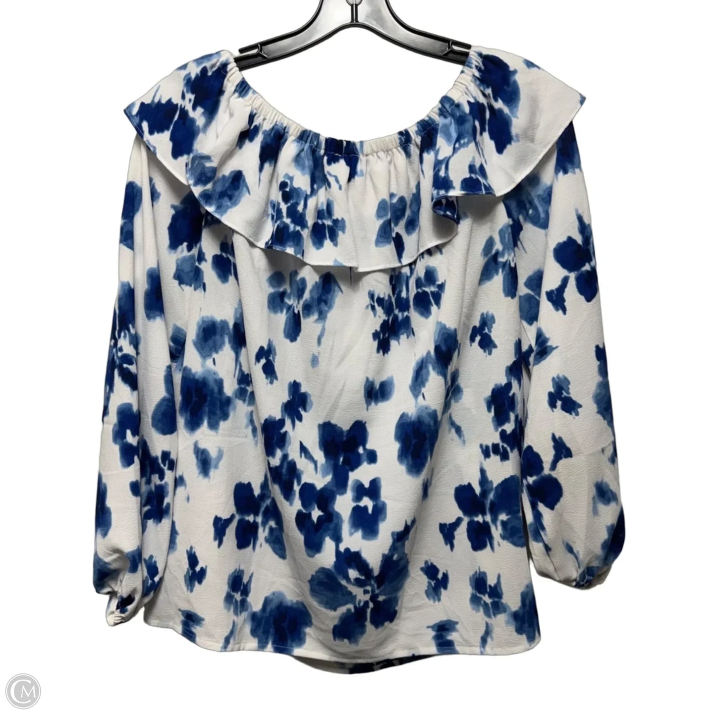 Top Long Sleeve By Michael By Michael Kors In Blue & White, Size: M