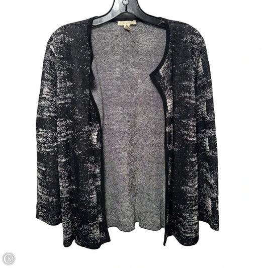Linen Blend Sweater Cardigan By Eileen Fisher In Black & White, Size: S