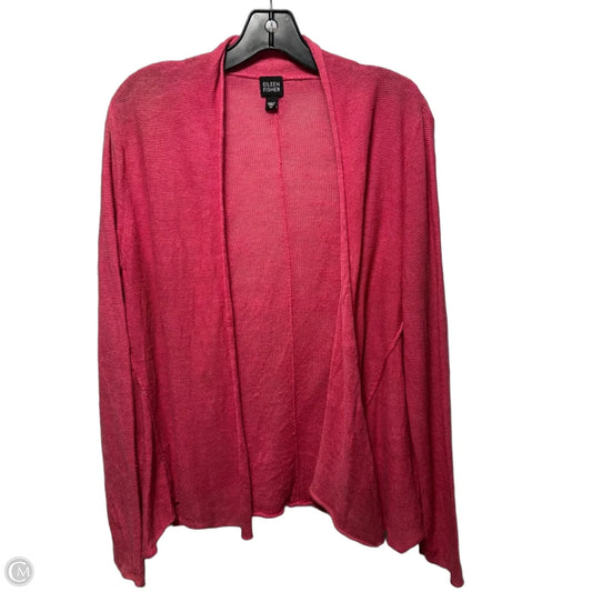 Linen Sweater Cardigan By Eileen Fisher In Pink, Size: M