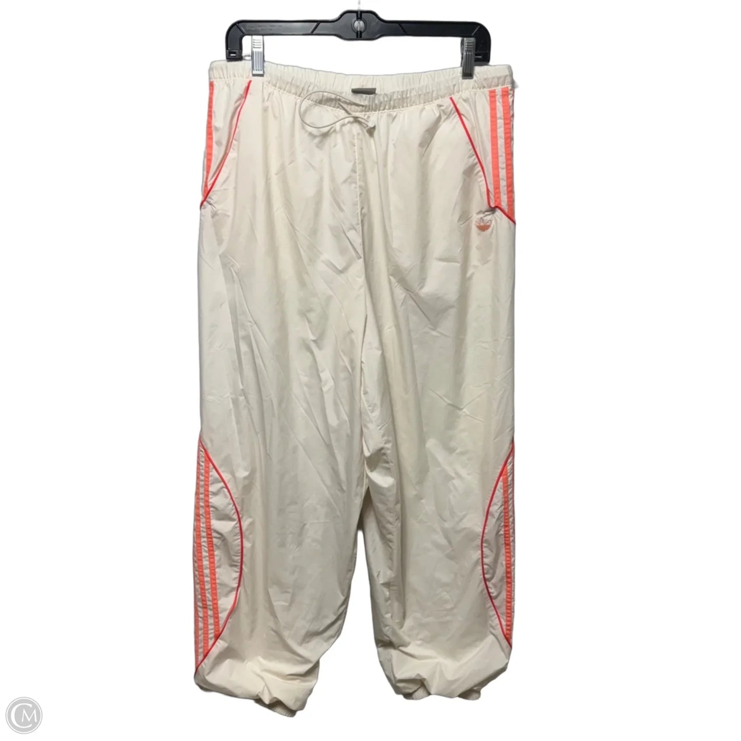 Athletic Pants By Adidas In Cream & Orange, Size: L