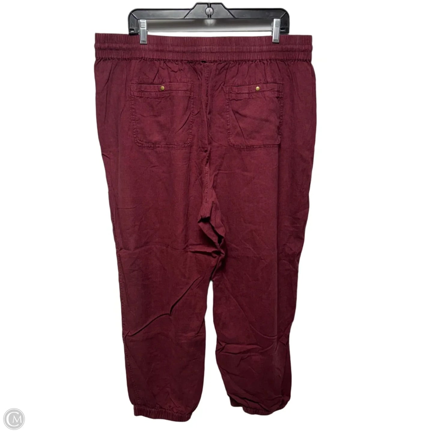 Linen Blend Pants By Wonderly In Red, Size: Xxl