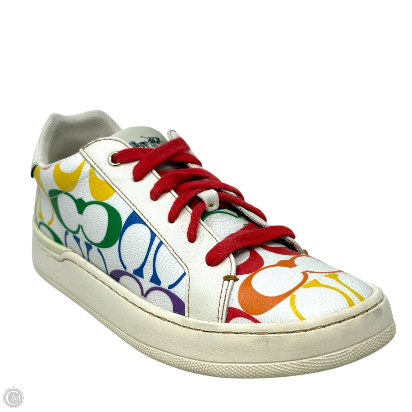 Pride Clip Low Top Sneakers Designer By Coach In Rainbow Signature Canvas, Size: 7
