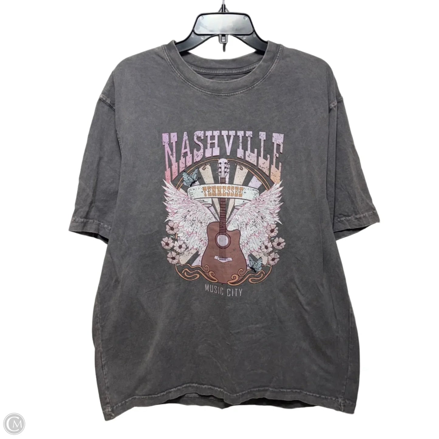 Nashville Top Short Sleeve By Ppeppi In Grey, Size: M/L