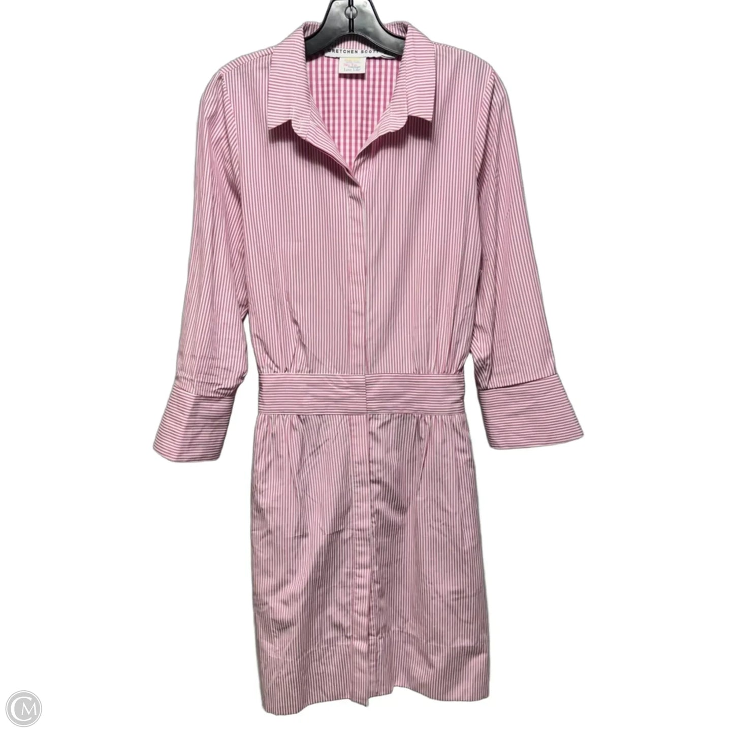 Tie Back Shirt-Dress Casual Midi By Gretchen Scott In Striped Pattern, Size: M