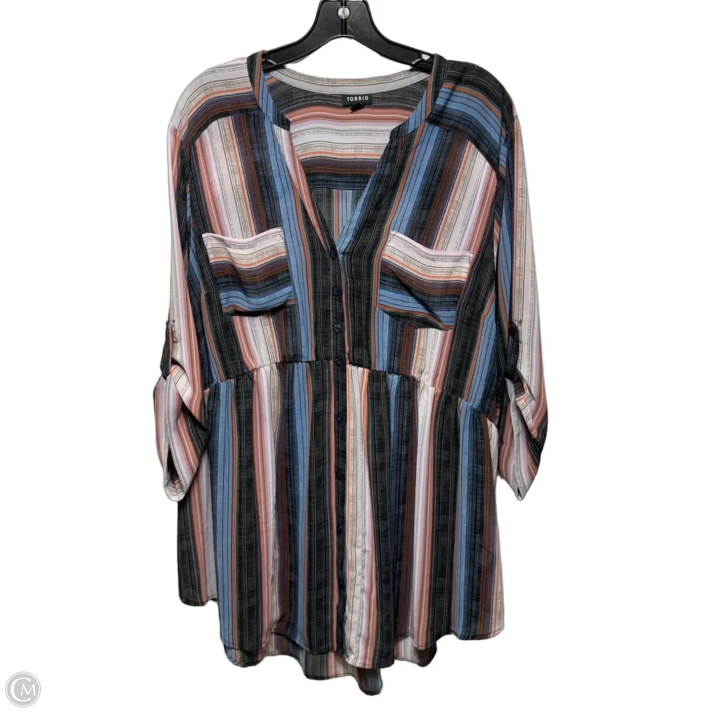 Top Long Sleeve By Torrid In Striped Pattern, Size: 3x
