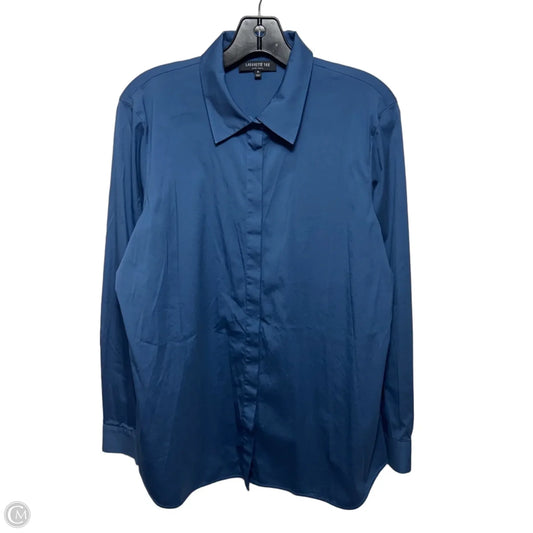 Top Long Sleeve Designer By Lafayette 148 In Blue, Size: M