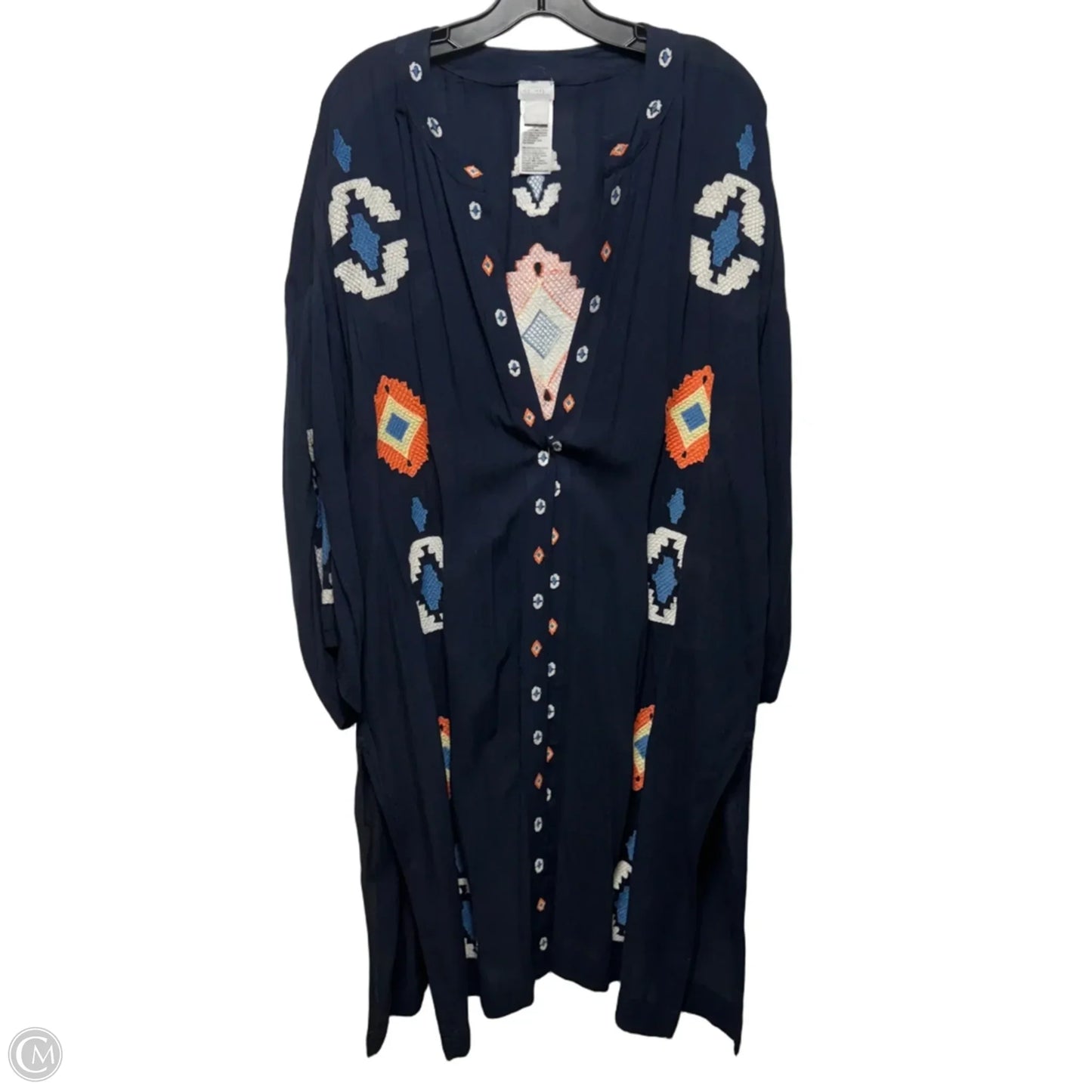 Embroidered Kimono By Chicos In Navy, Size: L