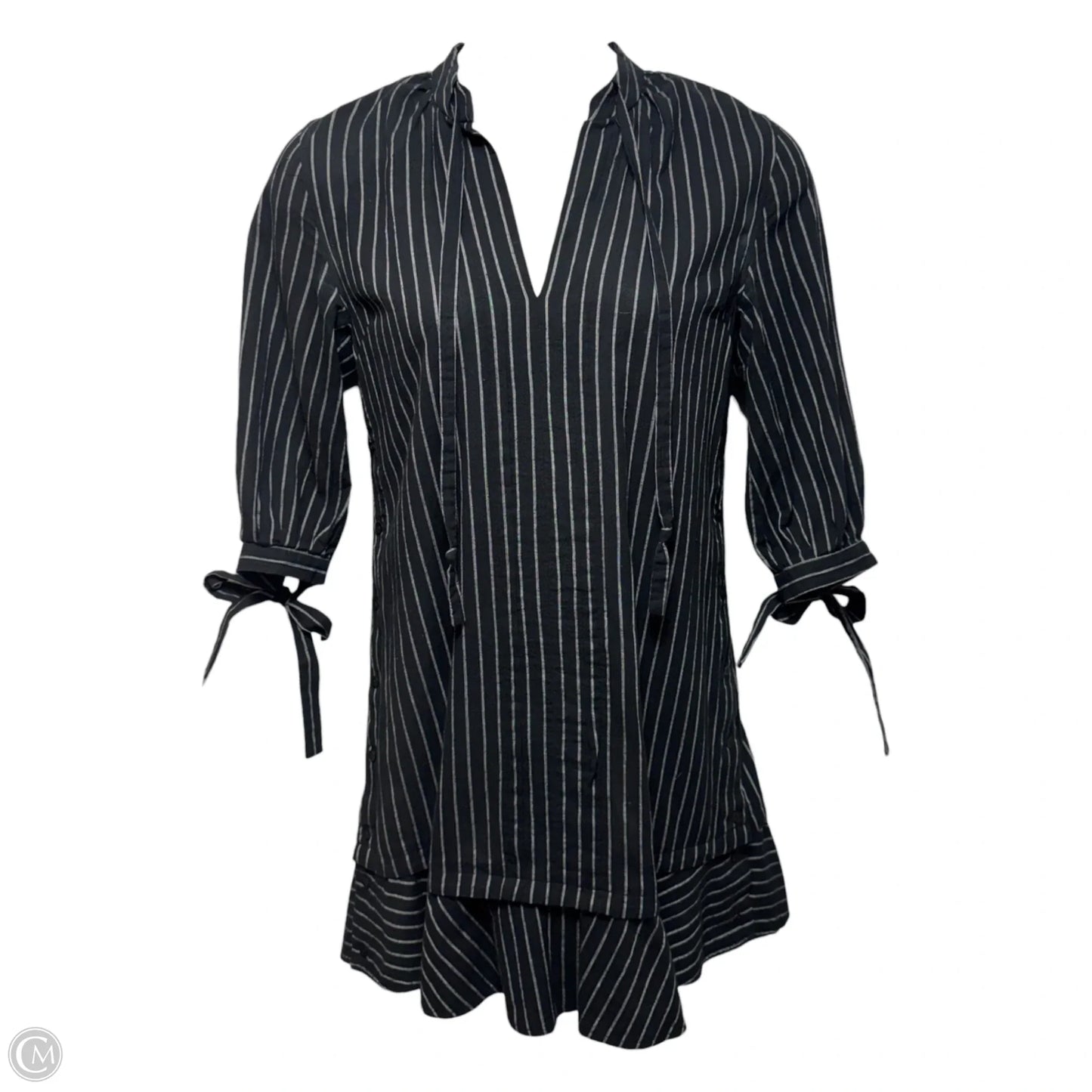Pinstripe Mini Shirt Dress Designer By Derek Lam In Striped Pattern, Size: L