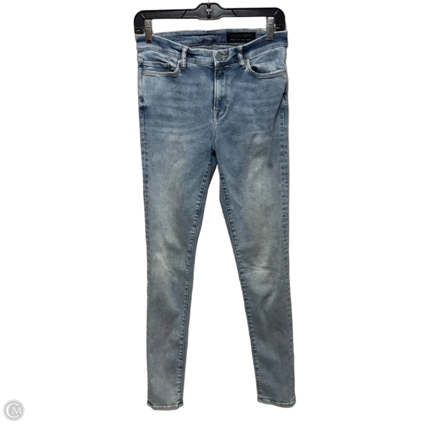 Grace Skinny Jeans Designer By All Saints In Blue Denim, Size: 10/30
