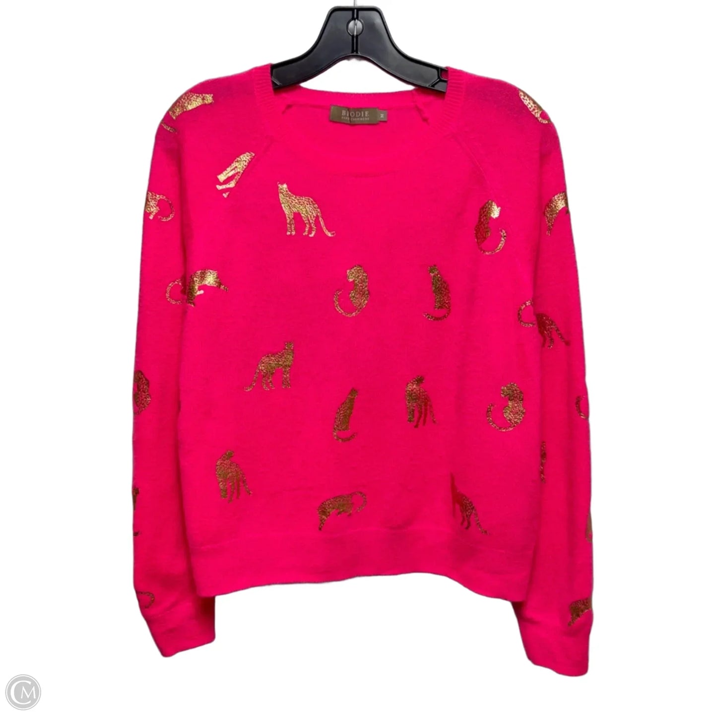 Metallic Cheetah Sweater Cashmere By Brodie In Animal Print, Size: M