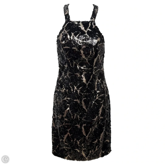 Halter Neck Sequin Cocktail Dress By Terani Couture In Black & Silver, Size: 0